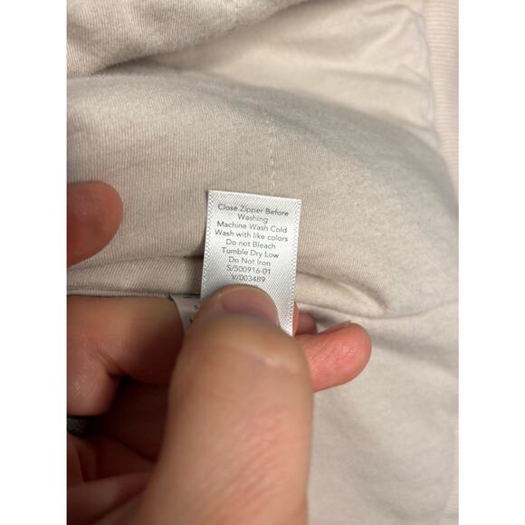 Athleta Faux Fur Jacket Ritual Size Large Cream Champagne Cotton Full Zip - Picture 13 of 14